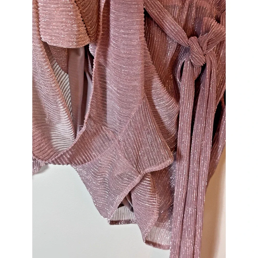 Paradiso Romper Womens Large Pink Shimmer Pockets Balloon Tie Retrofete Inspired - Picture 8 of 10